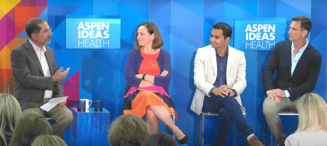 ARPA-H Director Dr. Wegrzyn with former HHS Secretary Alex Azar and industry leaders on a panel at ASPEN IDEAS HEALTH Conference